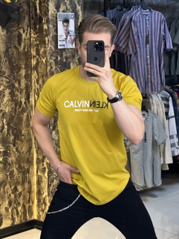 تیشرت calvin پارچه براش 44558 خردلی - Image 1