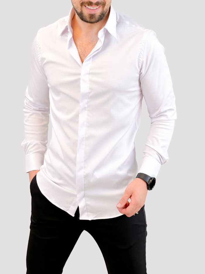 پیراهن بلند 03027 ساتینه سفید
