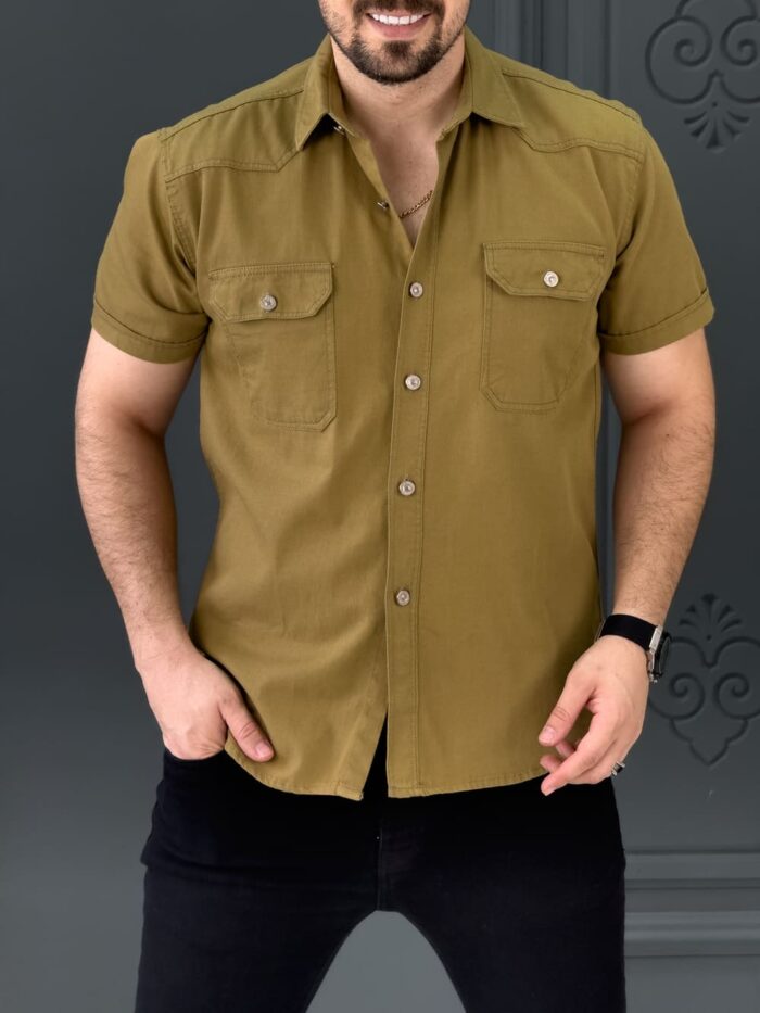 پیراهن 040901 PULL&BEAR زیتونی - Image 3