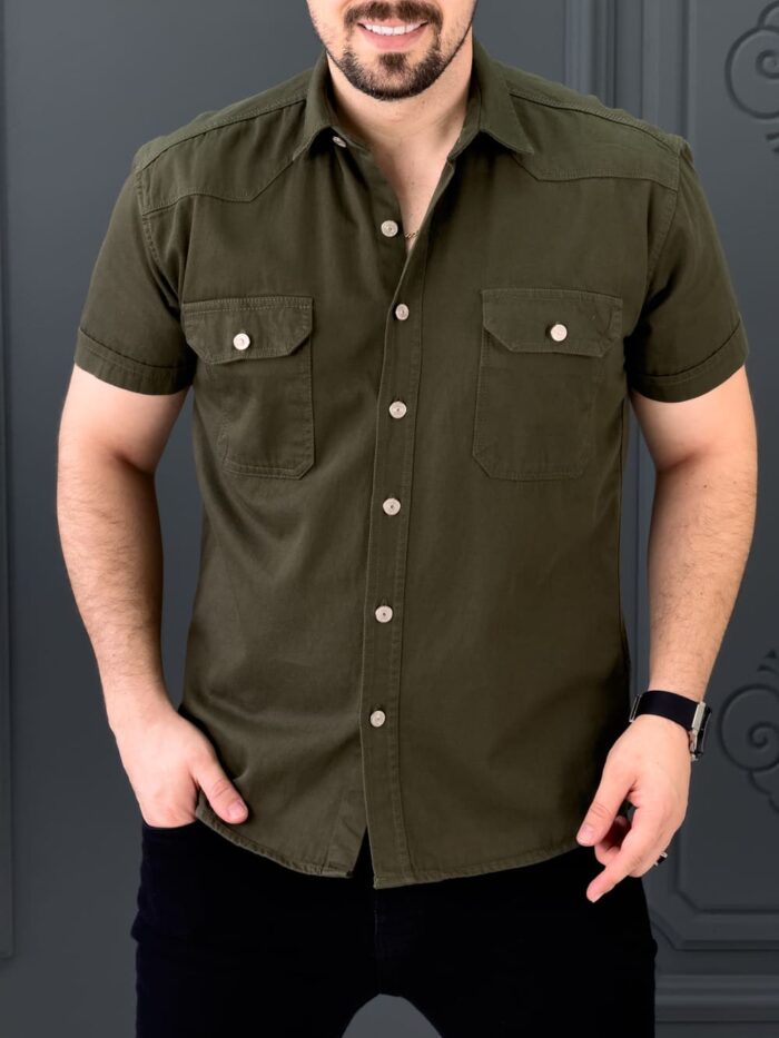 پیراهن 040901 PULL&BEAR سبز - Image 3