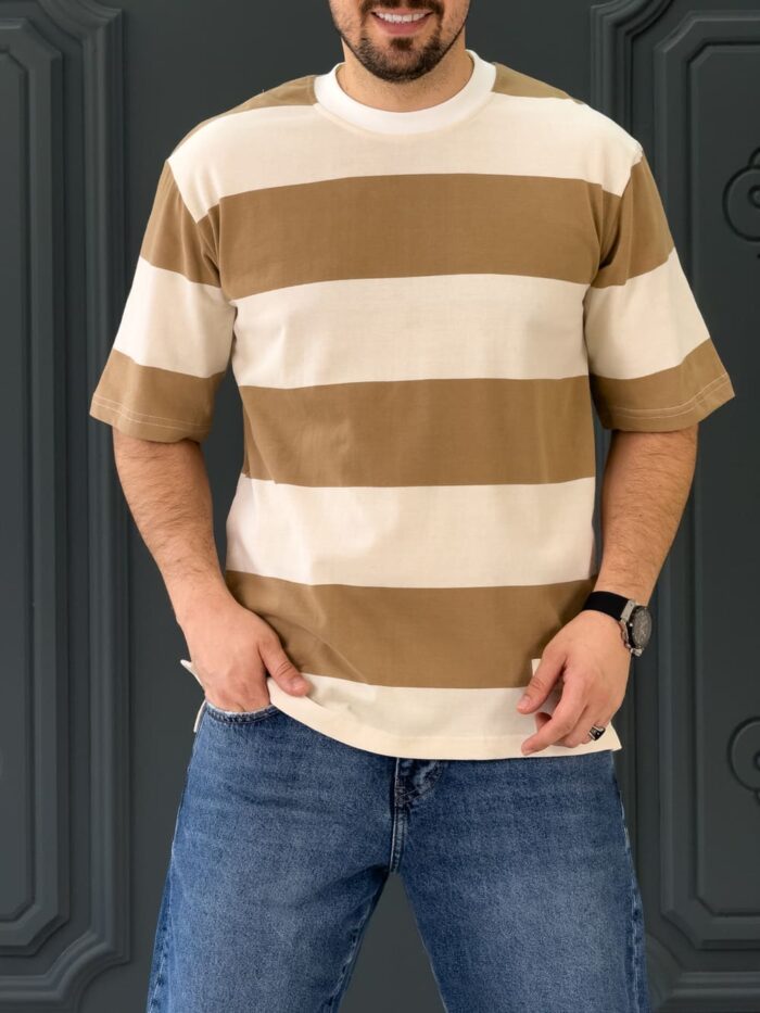 تیشرت 170301 PULL&BEAR کرم - Image 4