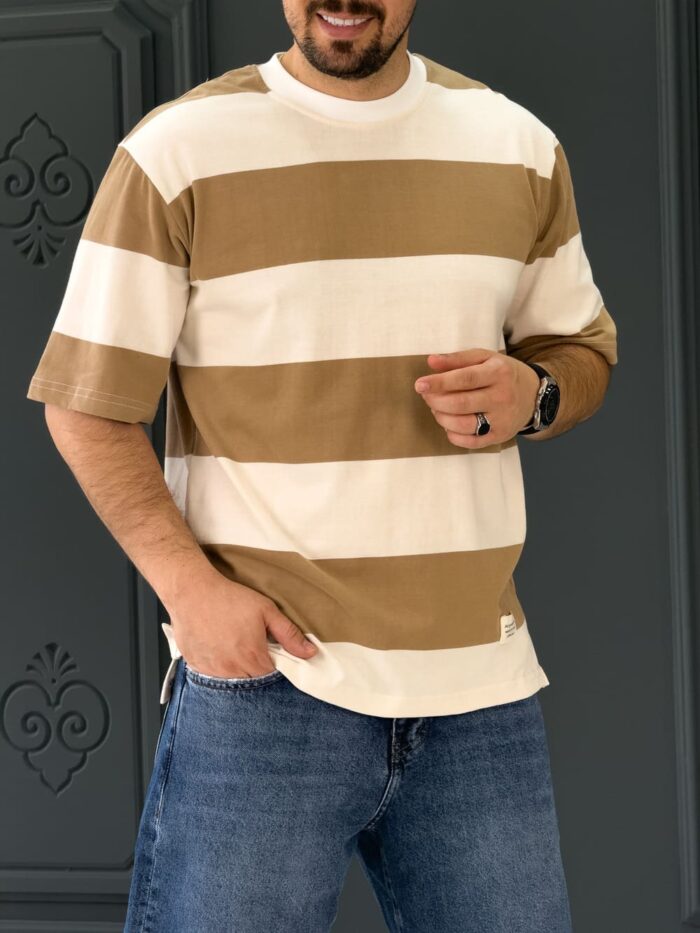 تیشرت 170301 PULL&BEAR کرم - Image 2