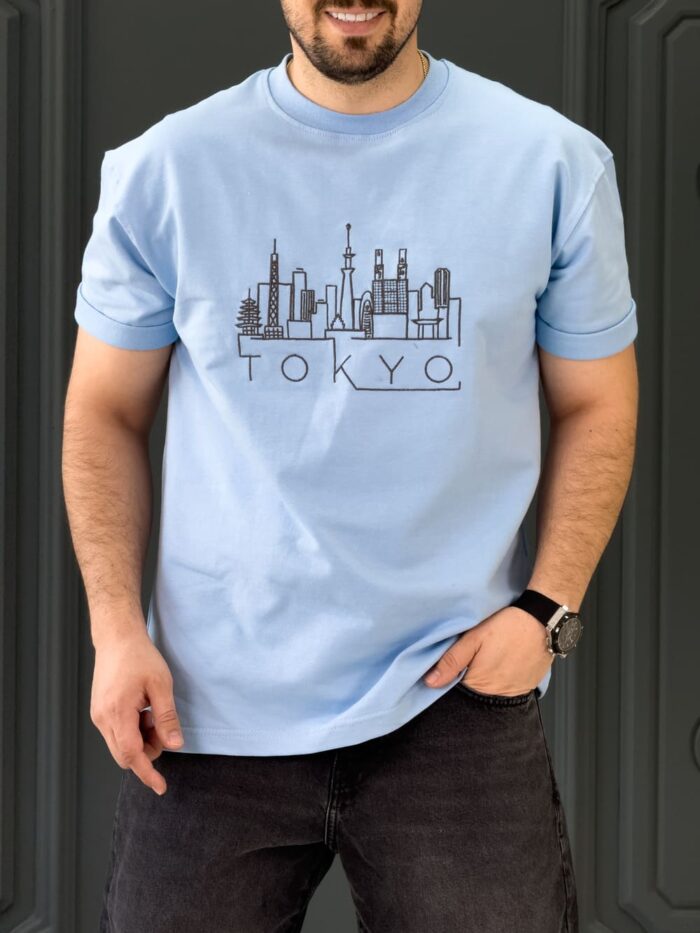 تیشرت 171011 TOKYO آبی روشن - Image 4