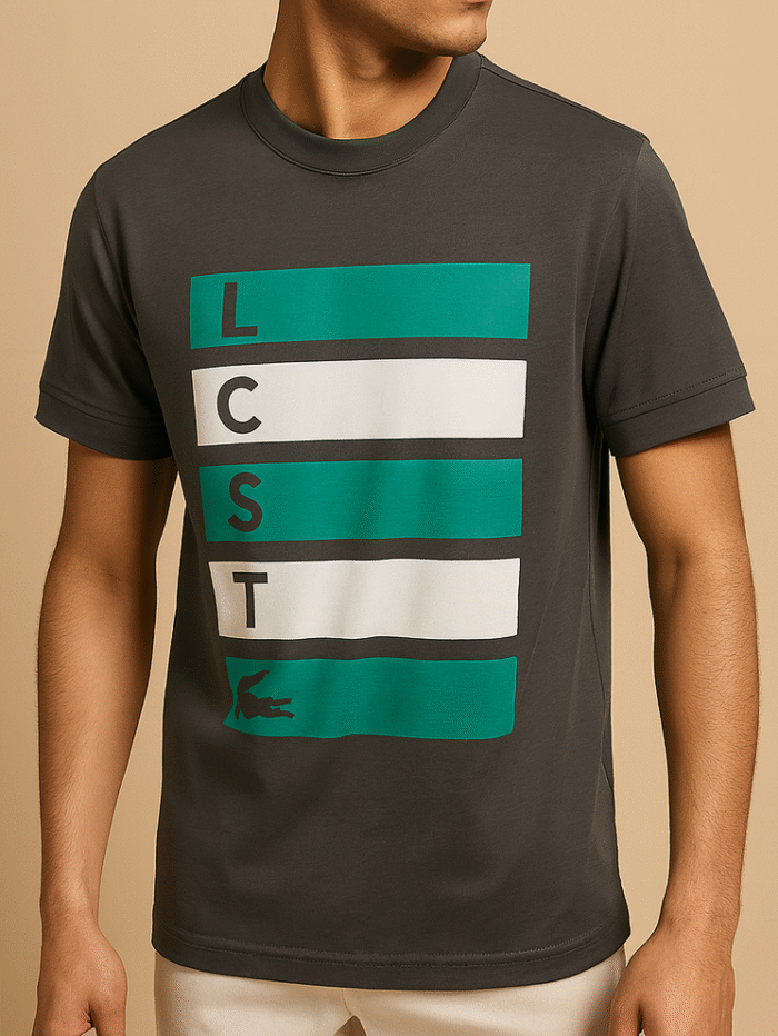 تیشرت 170503 Lacoste ذغالی - Image 2