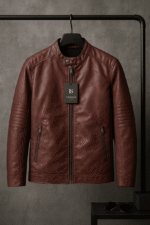 کت چرم 120187 زرشکی