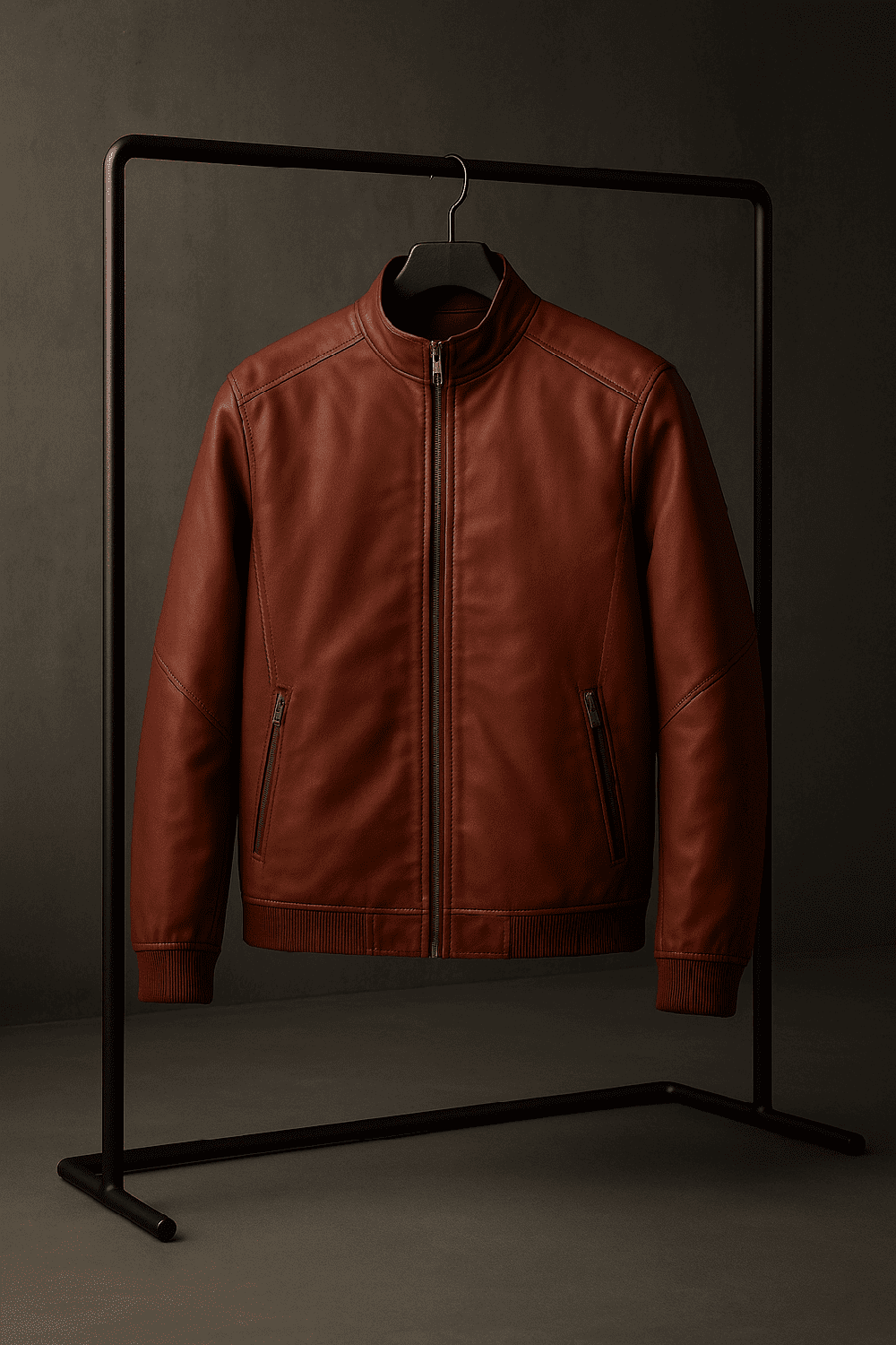 Background(12) کت چرم 120185 جیگری - Image 1