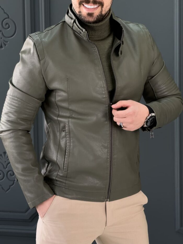 کت چرم 6528 سبز - Image 4