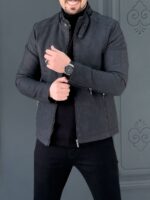 کت چرم 120501 AKOMOD ذغالی - Image 4
