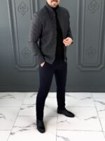 کت چرم 120503 AKOMOD ذغالی - Image 5