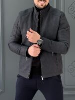 کت چرم 120503 AKOMOD ذغالی - Image 2