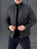 کت چرم 120503 AKOMOD ذغالی - Image 4