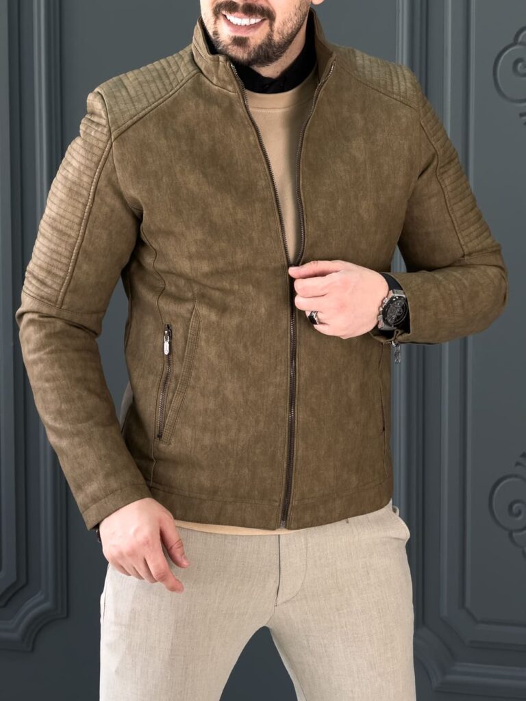 کت چرم 120503 AKOMOD شکلاتی - Image 1