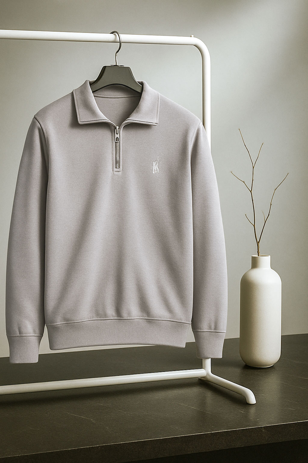 100402 طوسی فیلی نیم زیپ 100402 طوسی - Image 1