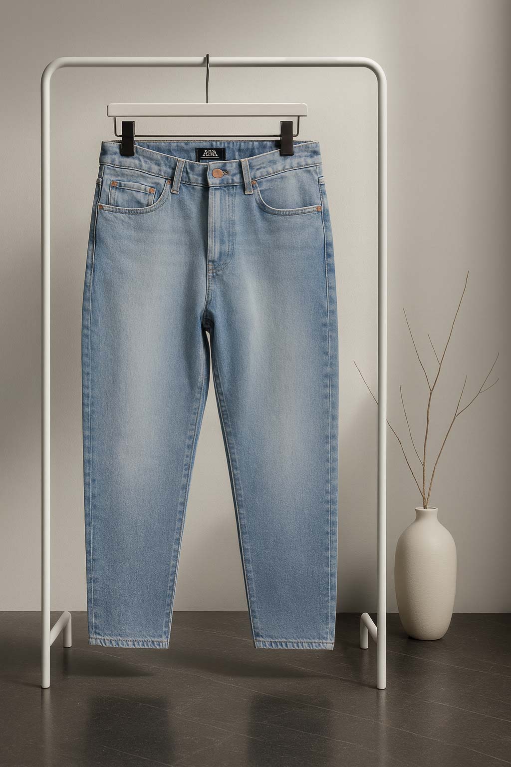 33401 آبی روشن شلوارجین 33401 MOMFIT آبی روشن - Image 1