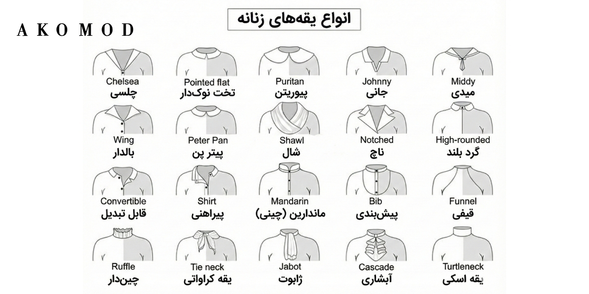 انواع یقه لباس ژنانه