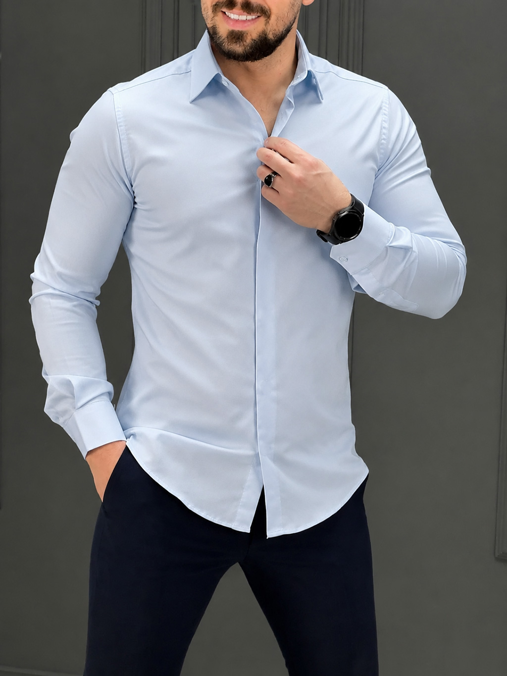 0707 پیراهن 270208 آکومد آبی روشن - Image 1