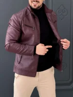 کت چرم 609A مارون - Image 6