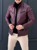 کت چرم 609A مارون - Image 3